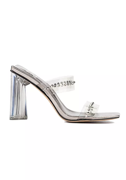 New York & Company Zeta Emb Women's Band Lucite Mule 4 New York & Company Zeta Emb Women's Band Lucite Mule - Image 2